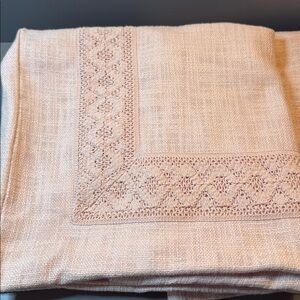 Two Pottery Barn Pink Pillow Covers with Lace, 22”x 22”, 100% Cotton